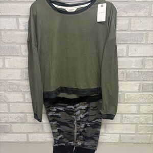 Lucky Brand Pajama Set M Green Camo